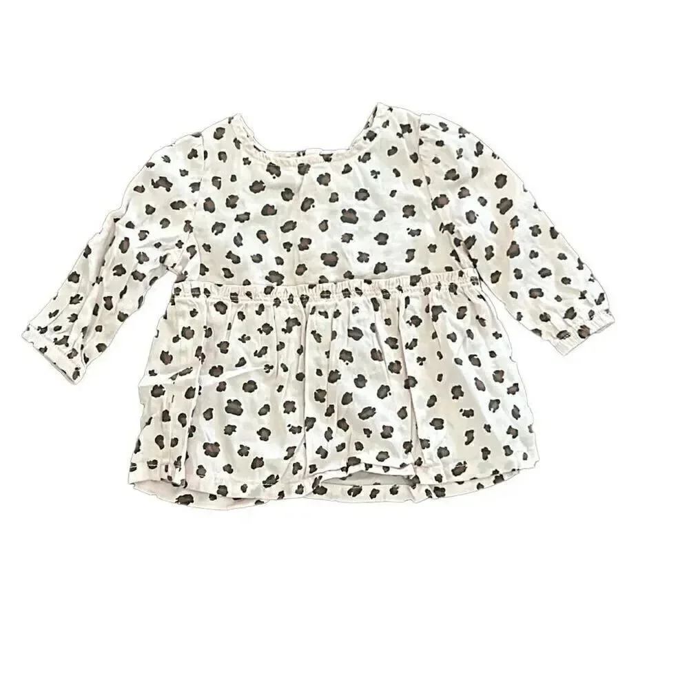 Carter’s cheetah pattern, long sleeve baby top size 6 months